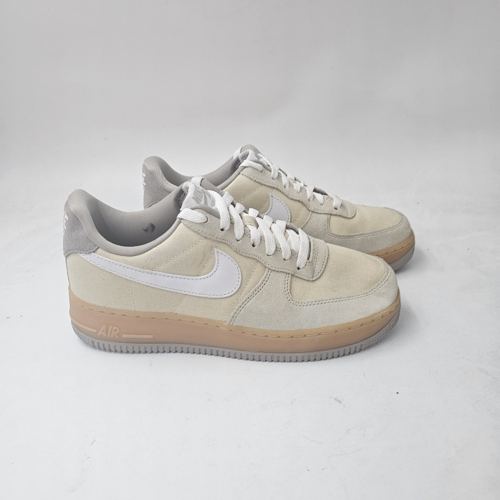Nike Air Force 1 07 Light Khaki White Gum Womens 8.5 Suede Canvas HV4306 Sneaker - Picture 4 of 12